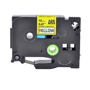 1PK TZ TZe 631L1 Black on Rainbow Glitter Yellow Laser Label for Brother 0.47&#034;