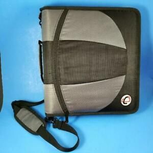 Case It The Dual Ring Zipper Binder 1-1/2&#034; D-Rings 101 Gray Black Shoulder Strap