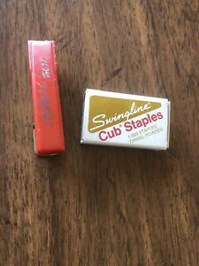 Swingline Tot 50 Mini Stapler Red Vintage &amp; Box of Cub Staples ~ Made In USA