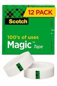 Scotch Magic Tape 12 Rolls Numerous Applications Invisible Engineered for Rep...
