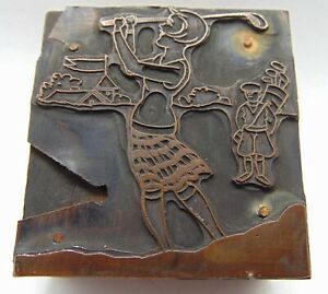 Printing Letterpress Printers Block Woman Golf Golfer BOTTOM LEFT CORNER DING