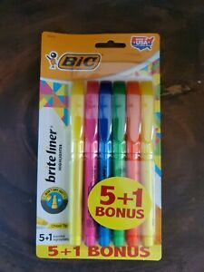 Bic Brite Liner Highlighter, Chisel Tip, Assorted Colors, 5+1