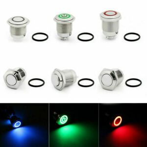 16mm Metal 12V LED Power Symbol Latching Push Button Switch 2/ 4Pin SPST Car TC