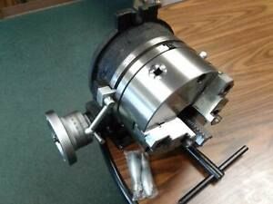10&#034; HORIZONTAL &amp; VERTICAL ROTARY TABLE w. 10&#034; 3 jaw chuck front mounting