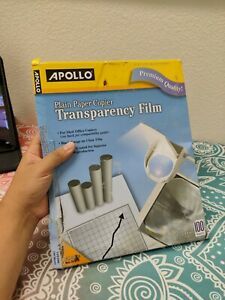 Apollo Transparency Film Plain Paper Copier Black on Clear Sheet 100 Sheets ...