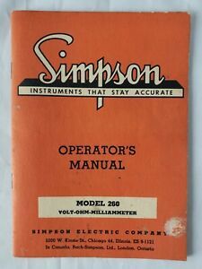 Simpson Model 260 Volt Ohm Milliammeter Operator&#039;s Manual Vintage Chicago IL