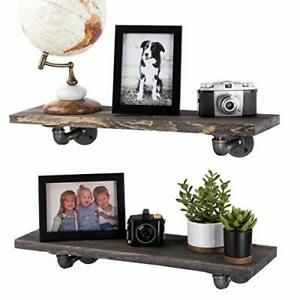 PIPE DCOR Industrial Pipe Wooden Shelves Restore Premium Ponderosa Pine Wood...