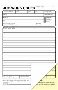 Job Work Order Forms on 2 Part Carbonless Paper