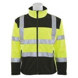 ERB SAFETY 62206 Men Jacket,SoftShell,Hi-Viz,Lime/Blk,2XL