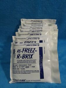 Lot of 8 RE-FREEZ-R-BRIX Foam Refrigerant RB-8 Freezer Ice Cold Pack Cooler