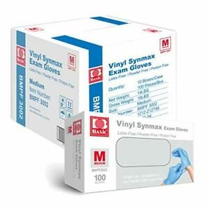 Basic Medical Synmax Vinyl Exam Gloves - Latex-Free &amp; Powder-Free - Medium BM...