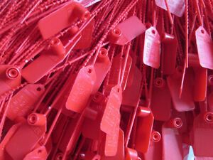 50 FIRE EXTINGUISHER TAMPER FLAG SAFETY SEALS - RED COLOR - NEW