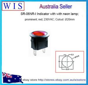 SR-06NR RED Indicator w neon lamp Prominent 230VAC Cutout: 20mm IP20