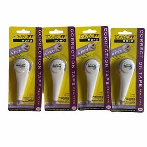 Tombow 68635 MONO Correction Tape Pen Style Refillable 4 Pack Office Supplies