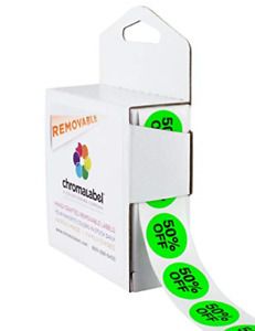 ChromaLabel 3/4 inch Round Sale Labels, 1000/Dispenser Box, Imprinted: 50%