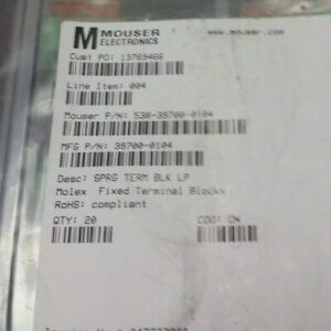 Lot of 5 Molex Fixed Terminal Blocks SPRG TERM BLK LP 538-39700-0104