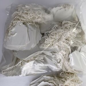 900 Pack of 1 3/4&#034; x 1 1/2&#034; Pre-Strung White Inventory Shipping Hang Sales Tags