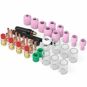 YESWELDER 45PCS TIG Welding Torch Stubby Gas Lens #10 Pyrex Glass Cup Kit For...