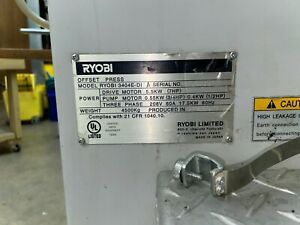 RYOBI DI PRESS - 3404 DI WITH RIP, PLATES, INK, SPARE ROLLERS