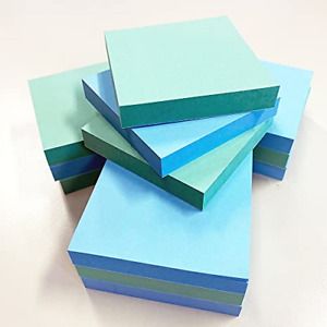 MoreWith Sticky Notepads, 3x3, Pack of 12 Sticky Notes, Pastel Colors Blue, 100