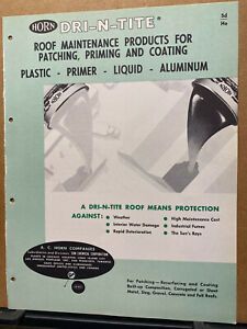 A.C Horn Co Catalog ~ Asbestos Aluminum Roof Coat Dri-N-Tite Roof Products 1959