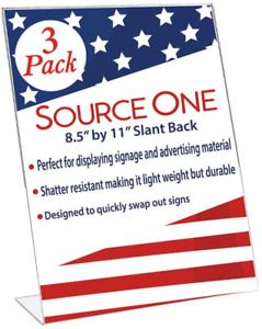 8.5 x 11 Inches Thick Acrylic Slant Back Sign Holder Ad Frame Picture Frame