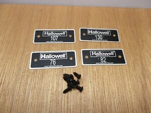 (Qty.4) Hallowell Locker Number Plate Aluminum 1&#034; X 2-3/8&#034; &amp; Plastic Rivets