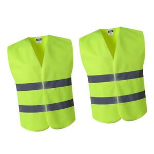 2xReflective Warning Vest Workwear High Visibility Day Night Protective Vest