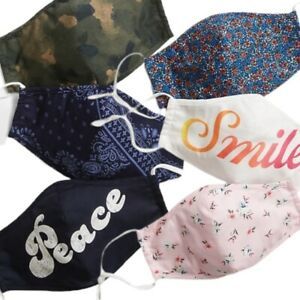 GAP Adult Smile Peace Contour Masks - 6 Face Coverings Masks Unisex Pink Blue