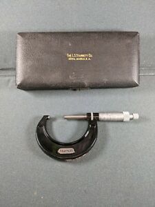 Vtg STARRETT 0 - 2&#034; Machinist&#039;s No. 436 Micrometer in Original Box