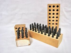 Vintage Young Bros 3/32&#034; Steel Letters &amp; Numbers Stamps Punch Set w/boxes