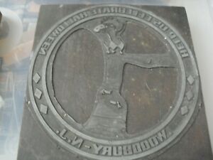 Vintage Large Wood Metal Letterpress Print Block Stamp Celebrate Halloween NJ