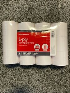 Office Depot 1-Ply Bond Paper Rolls 12 Count 2.25 X 150 Register/Calculator NEW
