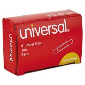 Universal Paper Clips, Small, No. 1, Smooth, Silver, 12000 Clips (UNV72210CT)