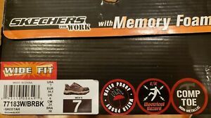 Men&#039;s Sketchers For Work Comp Toe Non-Metallic with Memory Foam Brown 7 Wide NWT