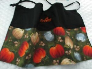 Black Server Waitress Apron Pumpkins Green Fall Teacher Name FREE Lady Pizazz