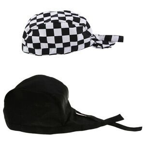 2 Pieces Men Women Headscarf Bandana Headwear Chef Hat Bistro Hat