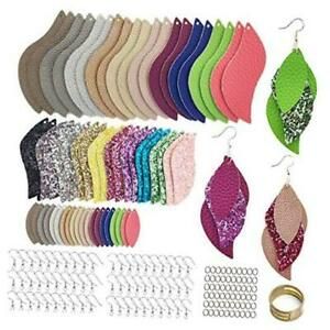 181 Pcs Leaf Faux Leather Earrings Making Kit for Beginner, Contains Solid a