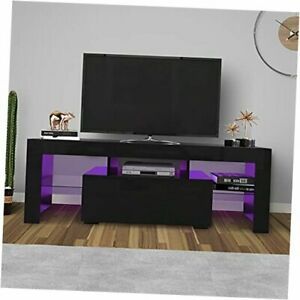 LED TV Stand Entertainment Center with Storage B-51 &#034;W  14&#034; D  18 &#034;H Black