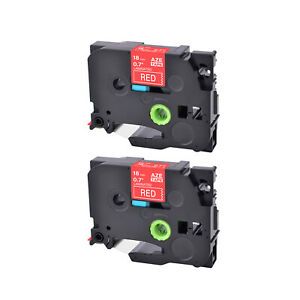 2PK Compatible Brother P-Touch TZ-445 TZe-445 White on Red Label Tape 0.7&#034;