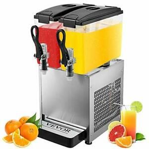 VEVOR Commercial Beverage Dispenser, 6.4 Gallon 24L 2 Tanks Ice Tea Drink Machin