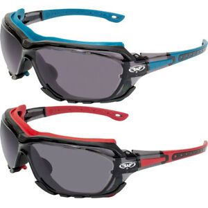 2 Pairs of Global Vision Octane Riding Glasses Blue and Red Gaskets Smoke Lenses