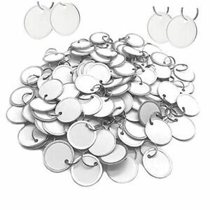 100 Pcs Metal Rim Key Tags,Round Paper Tags with Split Rings,White Small Coded