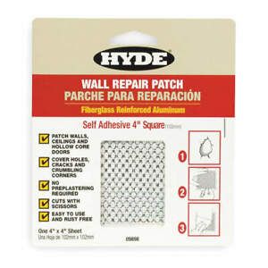HYDE 09903 Wall Patch,4 x 4 In,Aluminum/Fiberglass