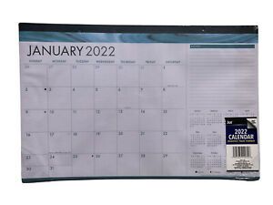 Jot 2022 Monthly Desk Pad Calendar 11&#034; x 17&#034; Blue Top Notes Section Side