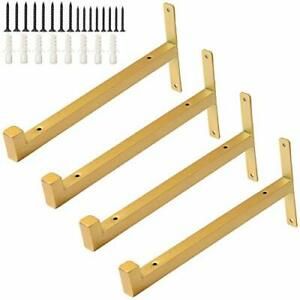 8 Inch Golden Shelf Brackets with Lip Heavy Duty Metal Industrial Shelving Br...