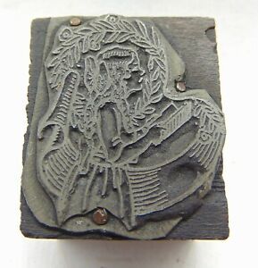 Vintage Printing Letterpress Printers Block Woman Singing