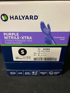 Halyard Purple Nitrile-Xtra Sterile powder Free Exam Gloves 50 pair Small Exp 24