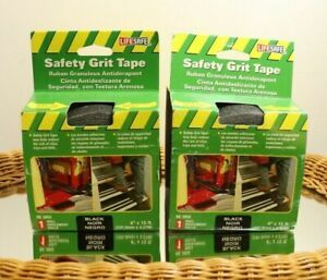NEW LIFE SAFE 2 SAFETY GRIT TAPE ROLLS 4 INCHES X 15 FT EACH #RE 3952 BLACK