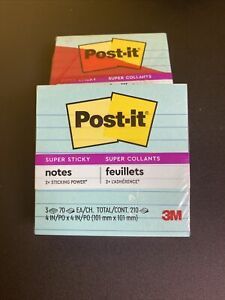 Post-it Notes Lined A World Of Color Collection 6 Pads 4X4 Total 420 Sheets
